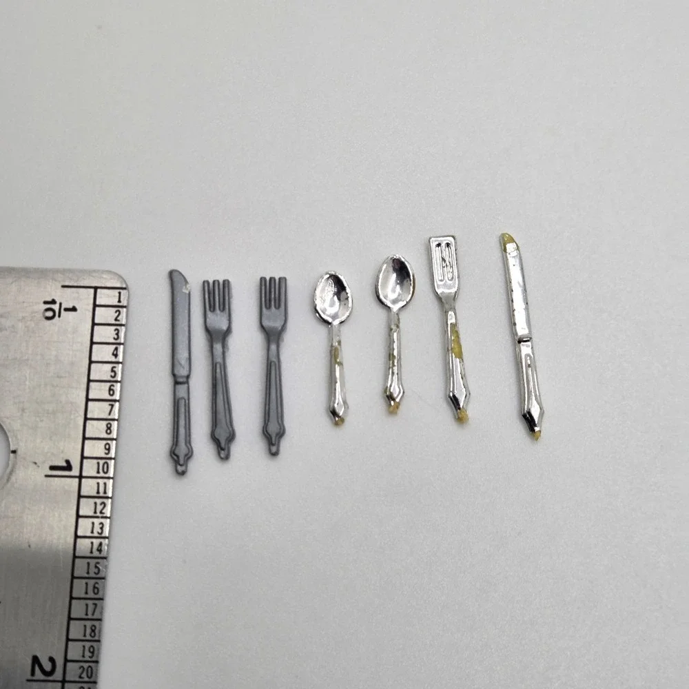 Vintage Barbie Doll Cutlery Flatware Set 7 Pieces Forks Knives Spoons